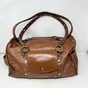 HAMMITT Suzy Duffle Oversized Weekend Large Brown Leather Diaper Bag - Studded